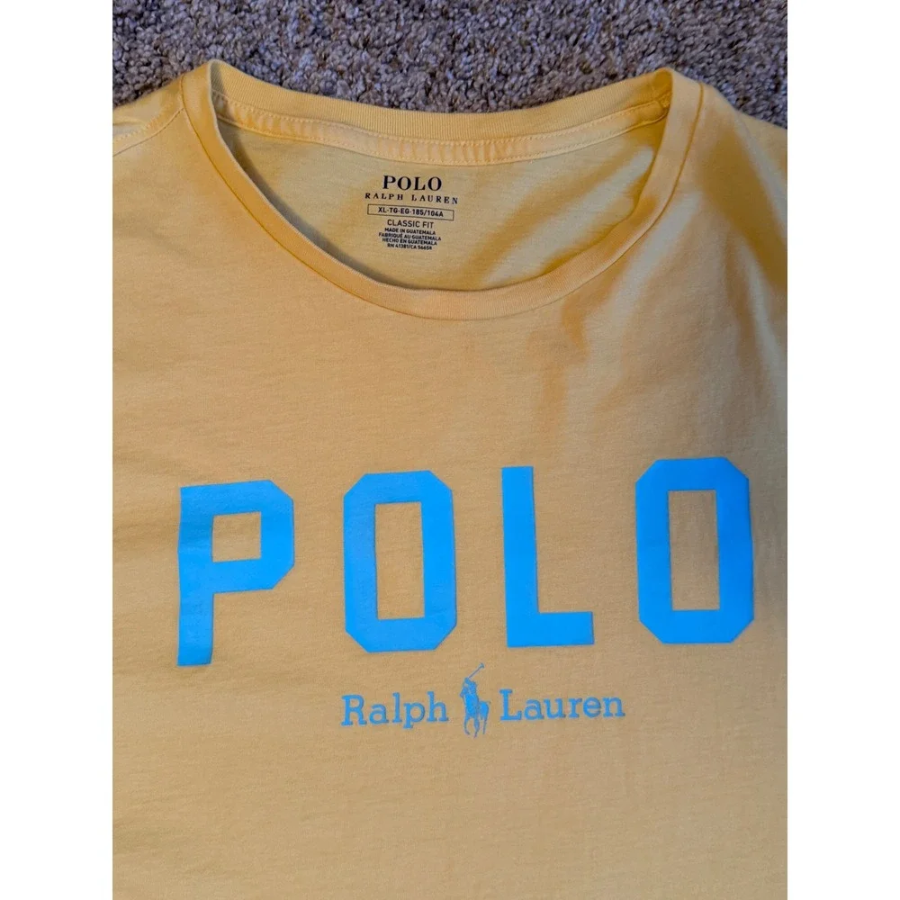 Polo Ralph Lauren T-Shirt Mens XL Yellow Good Classic Fit Logo Graphic Tee